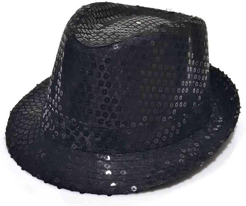 Lumadecor Sequin Fedora Hat Solid Color Dance Hat Western Retro Disco Cap Unisex Costume Cap for Women Men Party Supplies - Image 1